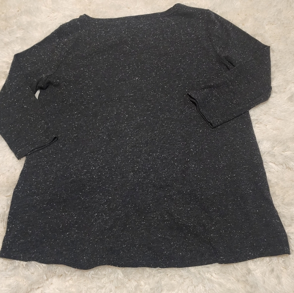 LOFT Smokey Grey Flecked 3/4 Length Lightweight Sweater Tulip Hem Sz. XL - Picture 5 of 5